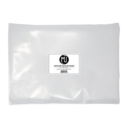 MJ Commercial-Grade Vacuum Sealer Bags for Food Storage, Sous Vide | 50 Pack (15" x 20" 4 Mil, Clear)