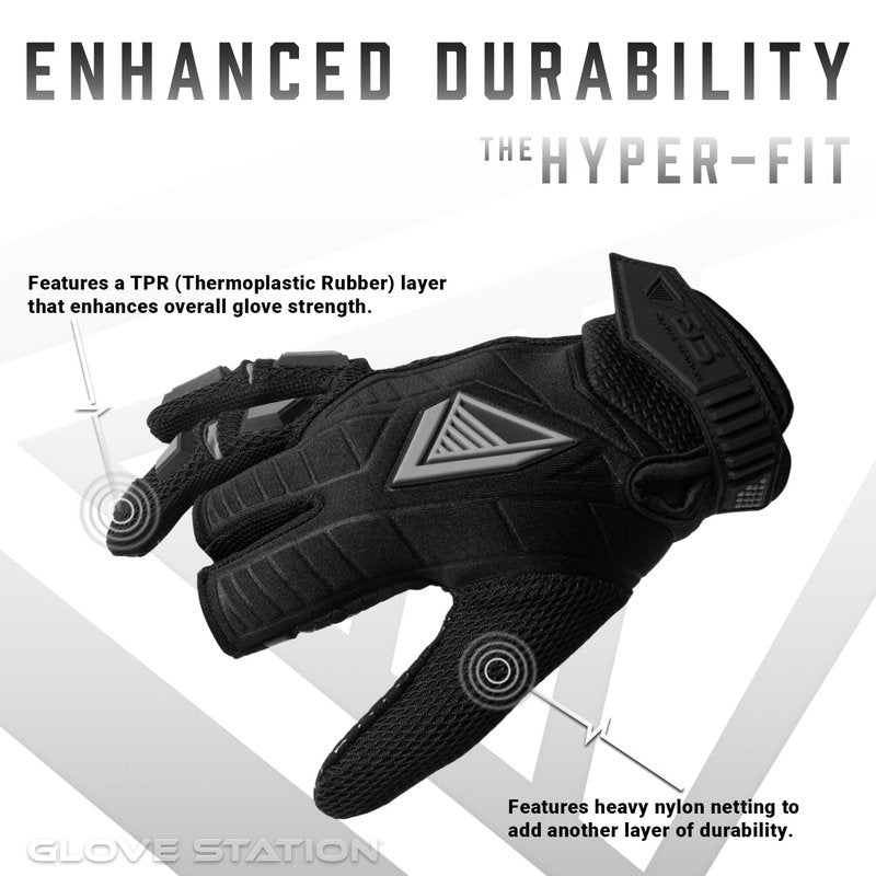 Glove Station Hyper-Fit & Work Gloves - Gray, Large - 2 Fingerless Design Paintball & Airsoft Gear for Men with Outstanding Grip for, Hunting, & Work