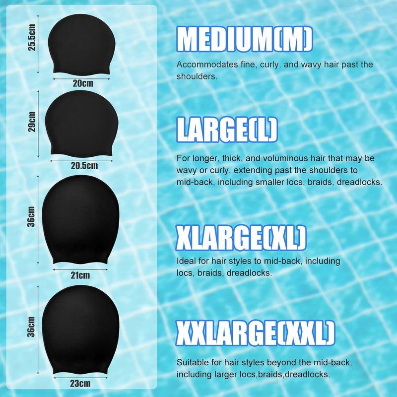 Extra Large Swim Cap - Silicone Swim Cap for Long Hair, Dreadlocks & Braids | Unisex, Keeps Hair Dry