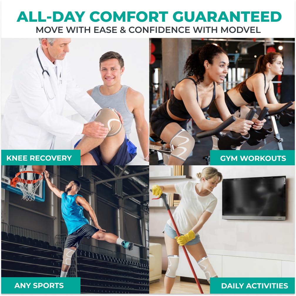 Compression Knee Brace for Men & Women - 2 Pack Support Sleeves for Running, Pain Relief & Injury Recovery | Ideal for ACL & Arthritis