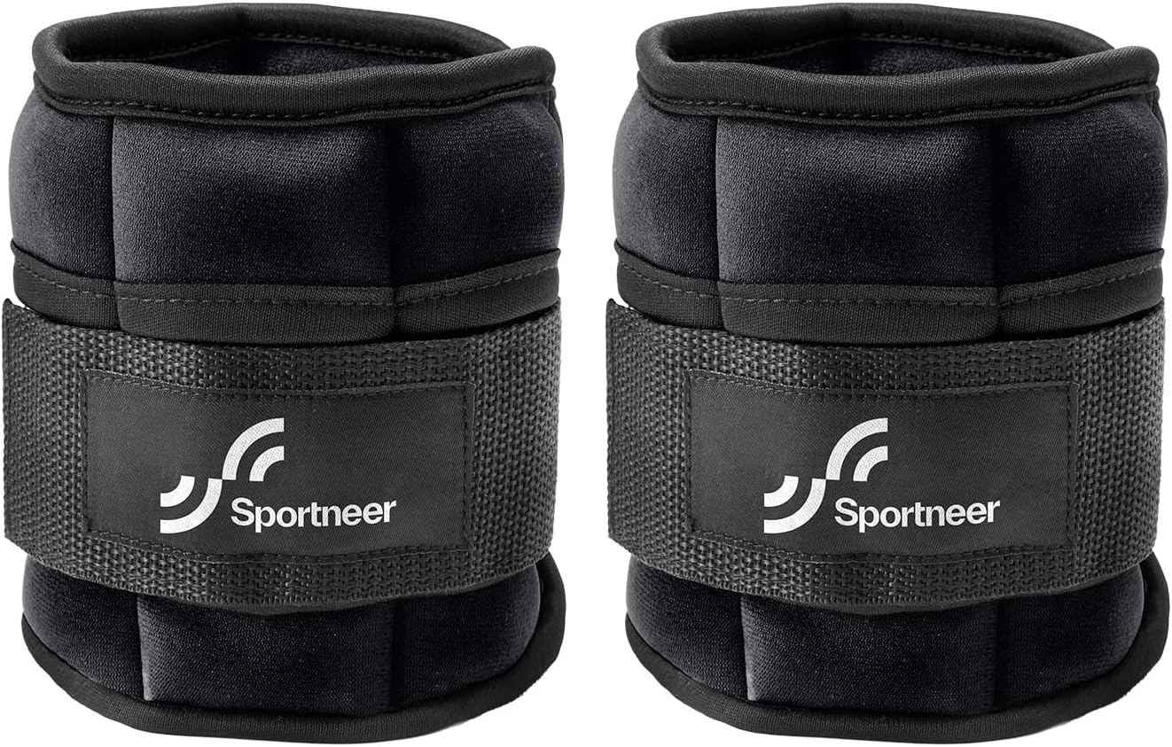 Adjustable Ankle Weights Set - 1 Pair (2-10 lbs) Neoprene Leg Weights for Walking, Running & Yoga