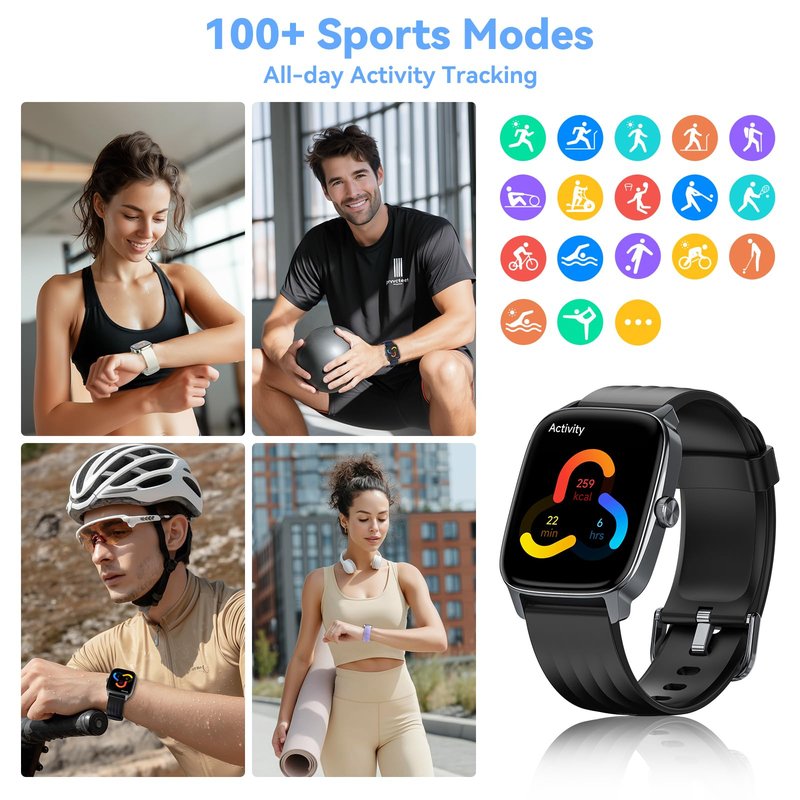 Imzuc Pedometer Watch for Men Women Android & iPhone, 1.85" Retina Display with Answer/Make Calls, Smart Watch with Pedometer, Calories & Step Counter, Waterproof Heart Rate/Sleep/SpO2 Monitor