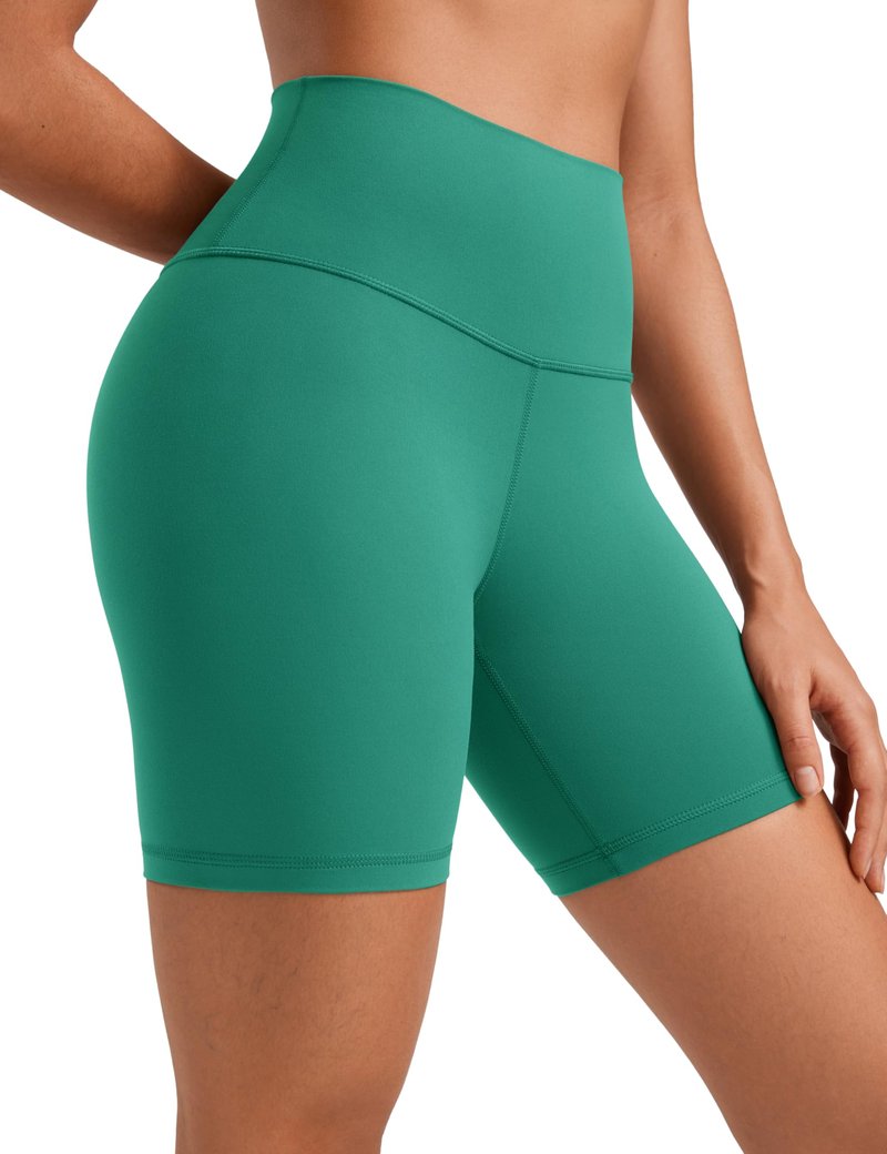 CRZ YOGA ButterLuxe Biker Shorts 6" - High Waisted Workout Running Volleyball Spandex Yoga Womens Cascadia Green XX-Small