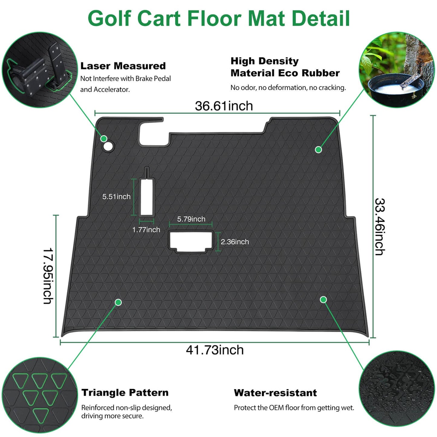 Golf Cart Floor Mat for EZGO TXT, Full Coverage Floor Liner Mat Replacement for EZGO TXT, Express S4 (2012-2020), Workhorse,Valor, Star Classic 36V Models Non-Slip&Easy to Clean Black