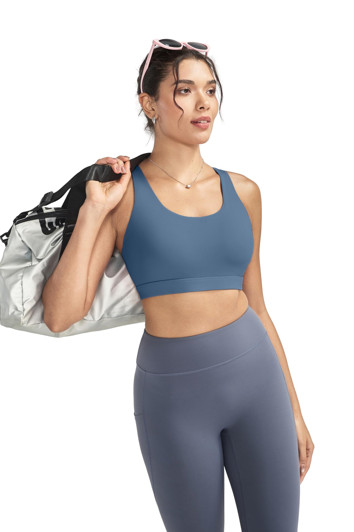 RUNNING GIRL Sports Bra for Women, Criss-Cross Back Padded Strappy Sports Bras Medium Support Yoga Bra with Removable Cups