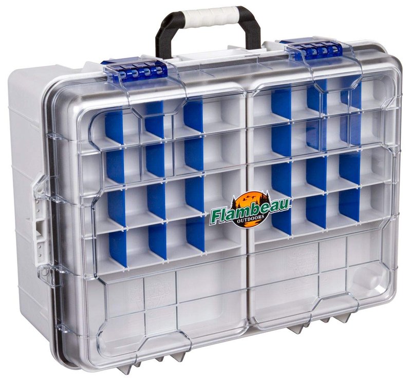 Flambeau Outdoors 4000WPNC Waterproof Satchel 4000, Portable Waterproof Tackle Box with Trays, Gray/Clear (18.71" L x 13.58" W x 7.58" D)