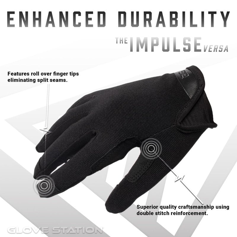 Glove Station The Impulse Versa Gloves for Men as Touchscreen Compatible Suede Leather Gloves for Outdoor, Field, Airsoft, Work & Motorcycle Use - Black, M