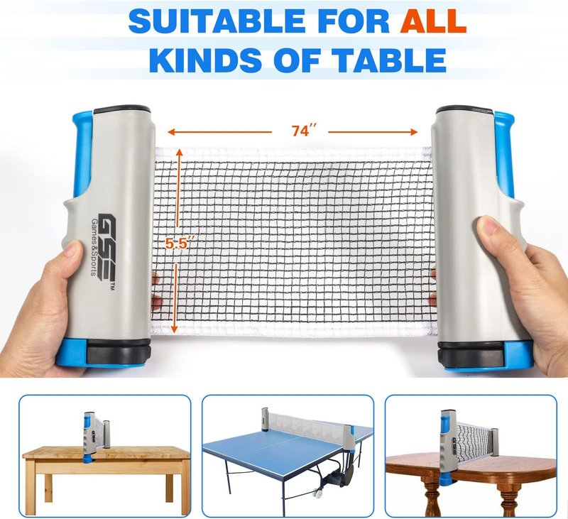Adjustable Retractable Ping Pong Net Set - Professional Table Tennis Rackets & Balls with Storage Bag | Game Accessories