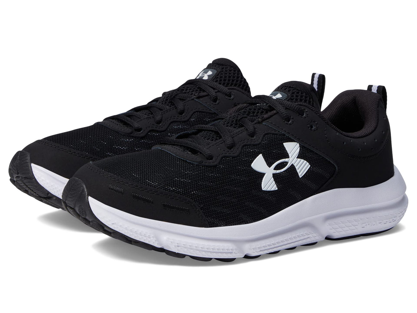 Under Armour Men's Charged Assert 10 Shoes, (001) Black/Black/White, 8 Wide