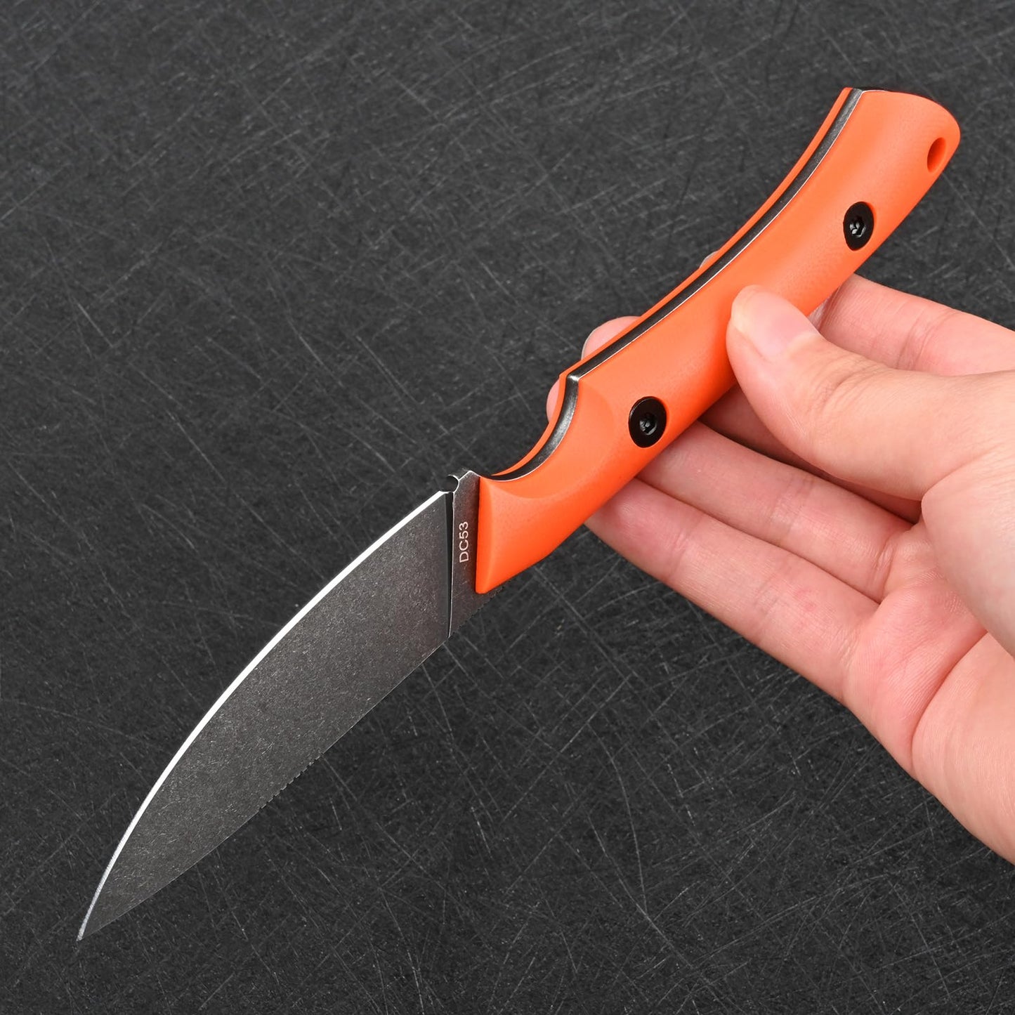 SDOKEDC Knives DC53 Steel Tactical Fixed Blade Knife with kydex sheath for Men EDC Outdoor Camping Survival Hunting (Black+G10 Orange)