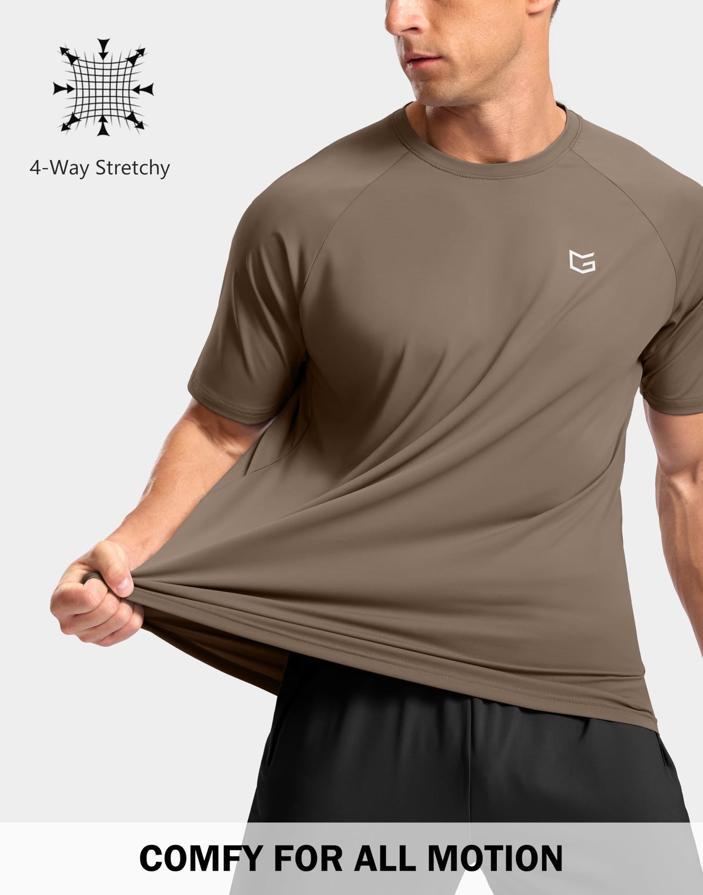 G Gradual Men's Athletic Workout T-Shirts Moisture Wicking Cooling Running Shirts Short Sleeve Performance Tee for Gym Tennis(Taupe,S)