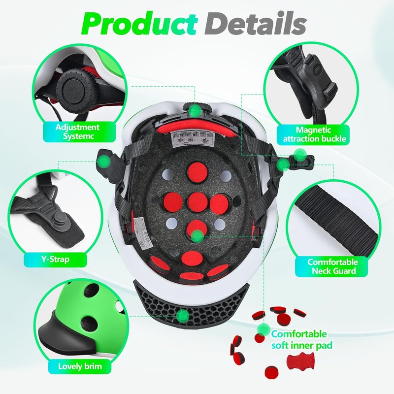 Wemfg Kids Bike Helmet for 5-8-14 Magnetic Buckle Skateboard Helmet for Boys Girls Child Youth Adjustable Lightweight Ventilation and Multi-Sports Scooter Cycling Roller Balance