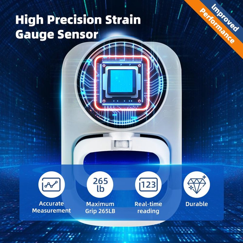 Grip Strength Tester Hand Griper - Grip Strength Trainer Electronic Meter Digital Hand Gripper Strengthener 265 Lbs 120 Kgs with Mano Strengthening Devices for Sports School Home Use