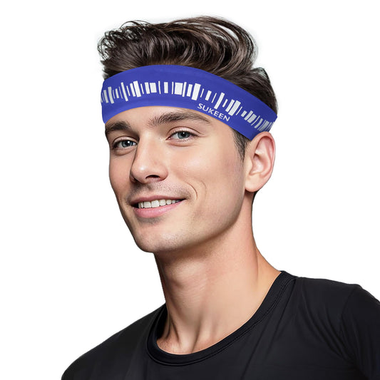 Sukeen Cooling Headbands for Men Women, Moisture Wicking Sweat Band Sweatbands, Reflective Running Headband, Non Slip Sports Workout Headband, Mens Headband for Gym, Fitness, Exercise, Blue