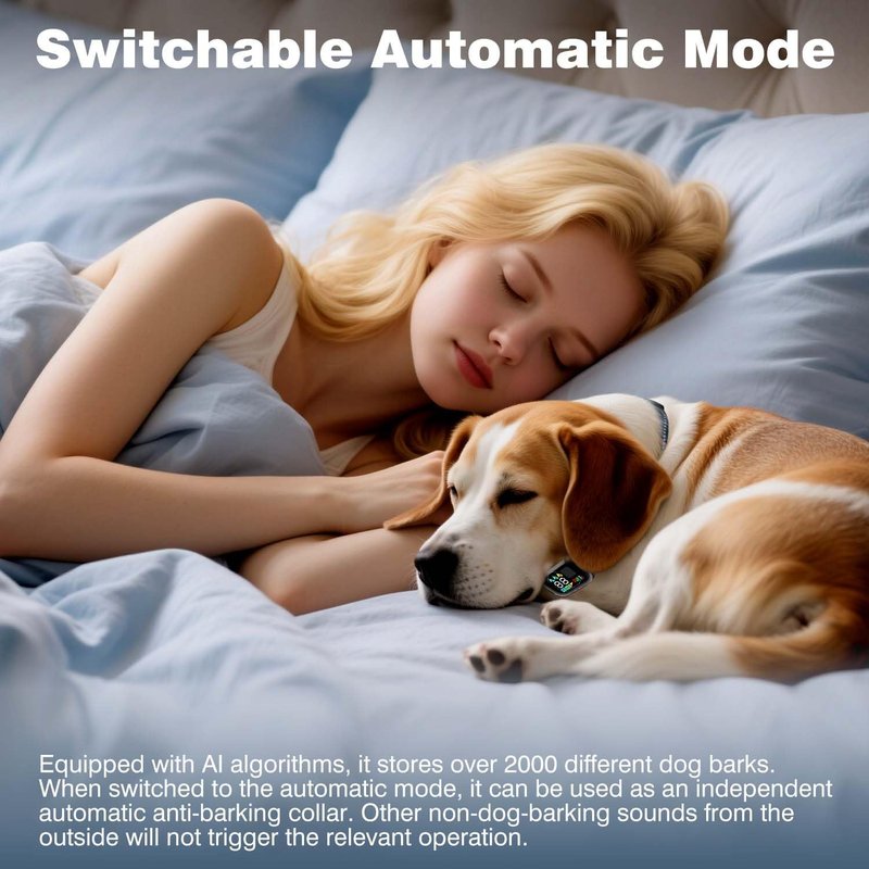 Dog Shock Collar - AI Smart Anti-Barking Training E-Collar with Remote | 3300FT Range, IPX7 Waterproof for All Breeds