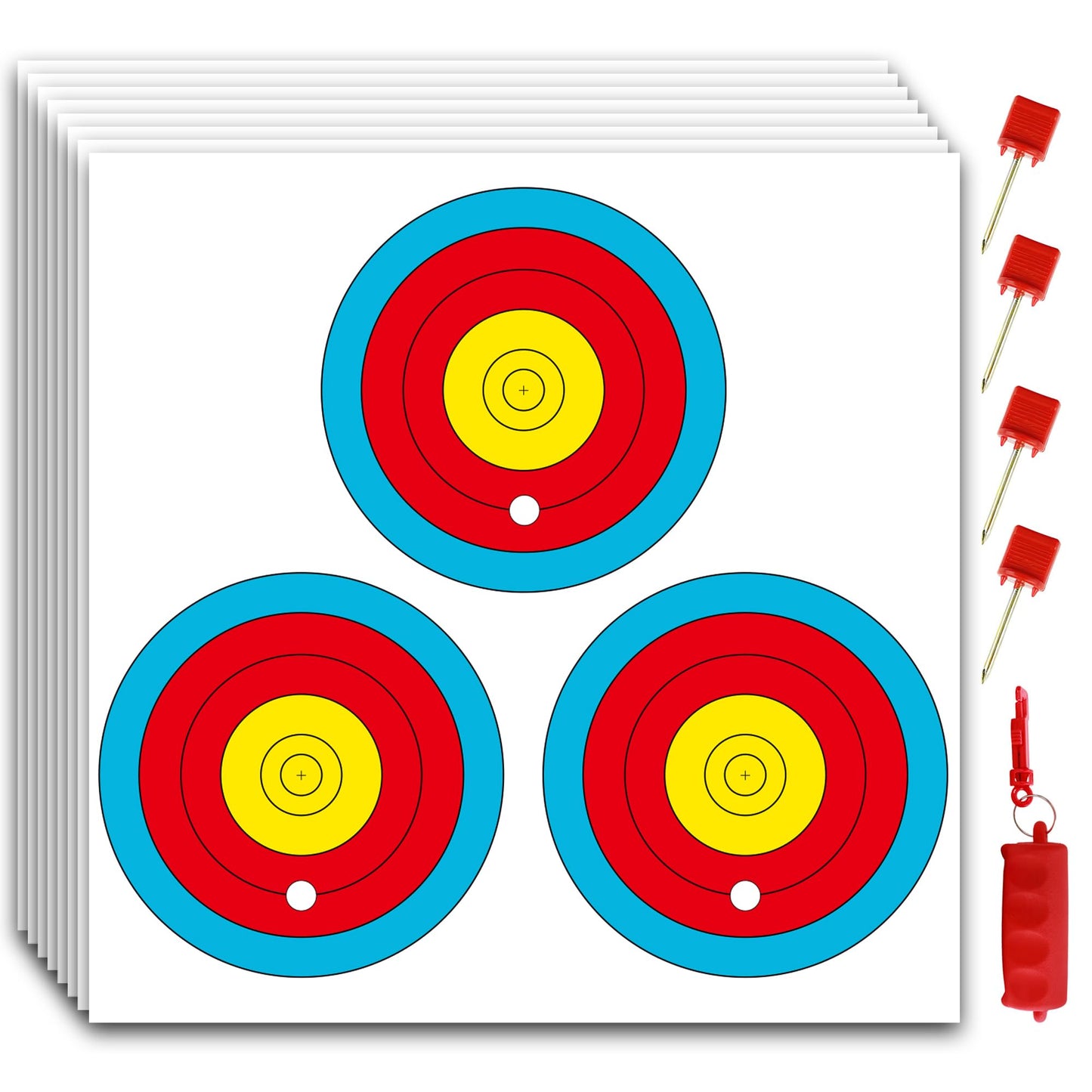 MOLFUJ Archery Targets Paper 3 Spot, New Las Version 30pcs/50pcs, Archery Target Pins Included, Bow and Arrow Targets for Hunting Backyard, Archery Target Practice Accessories