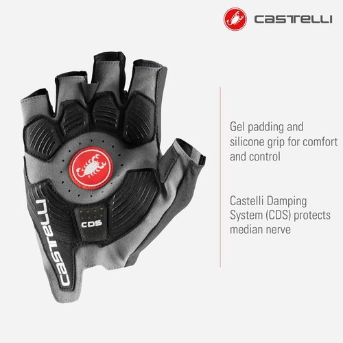 Castelli Cycling Rosso Corsa Pro V Glove for Road and Gravel Biking l Cycling - Dark Gray - X-Small
