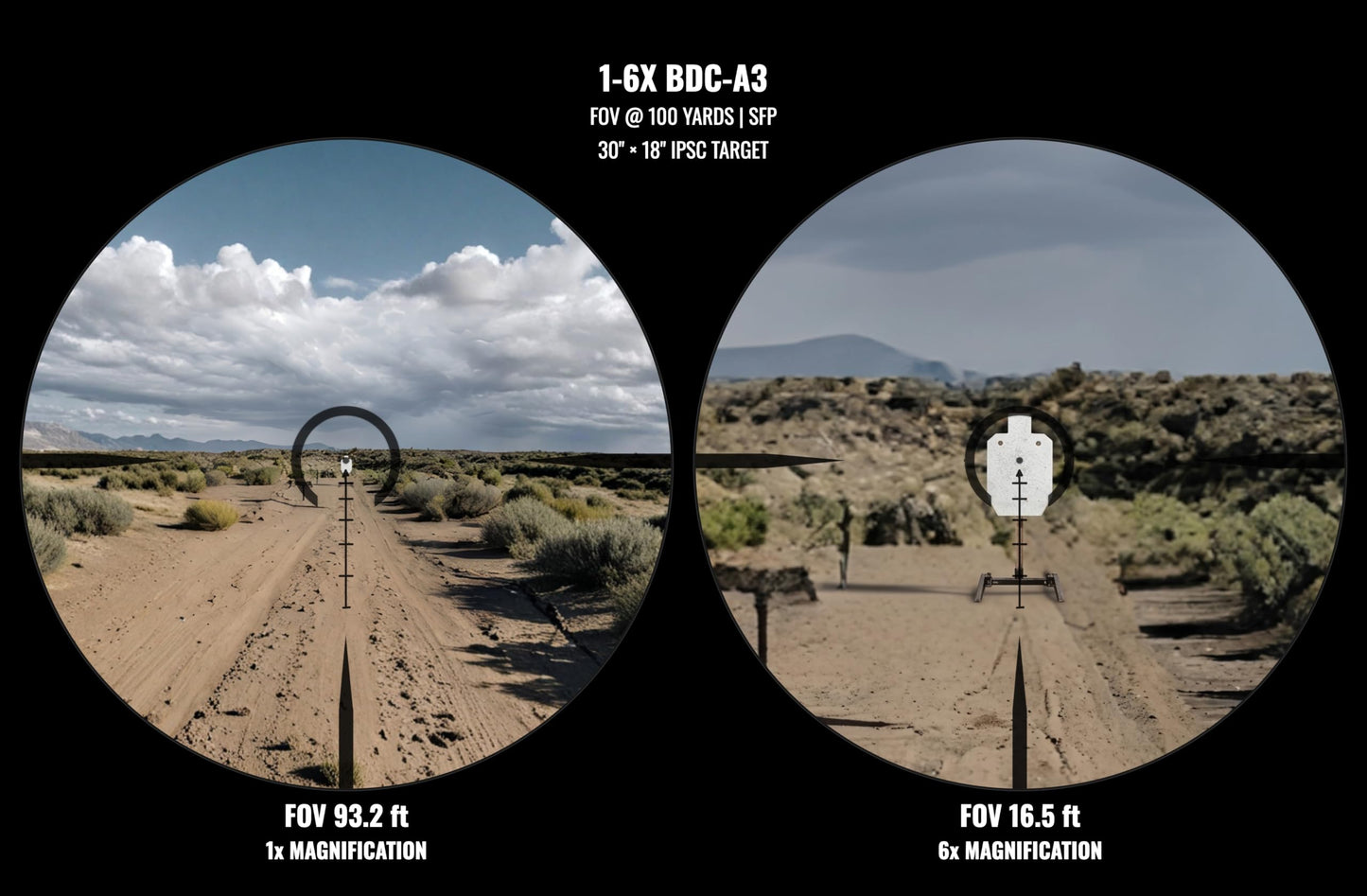Monstrum Ladon 1-6x SFP LPVO Rifle Scope | Black | BDC-A3 Reticle