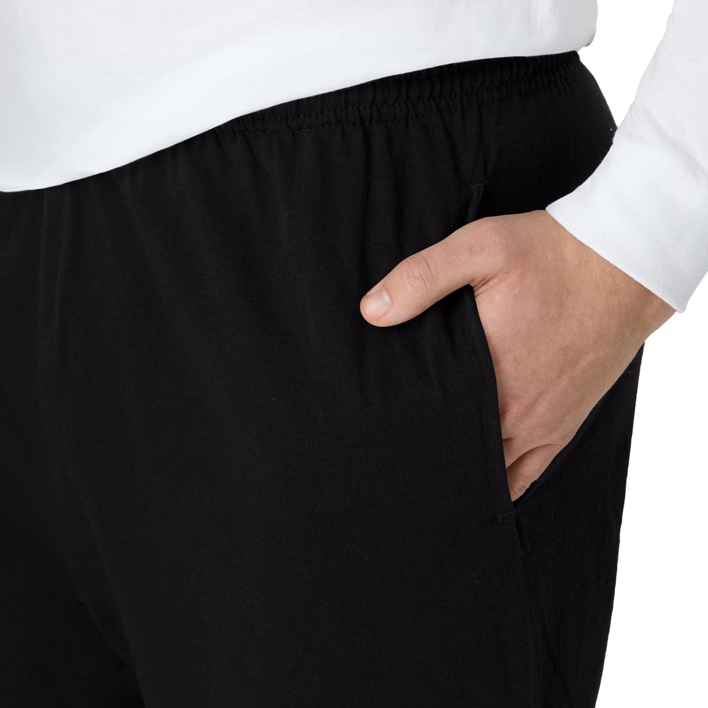 Hanes Mens Jersey Cotton With Pocket Workout-and-training-shorts, Black, Medium US