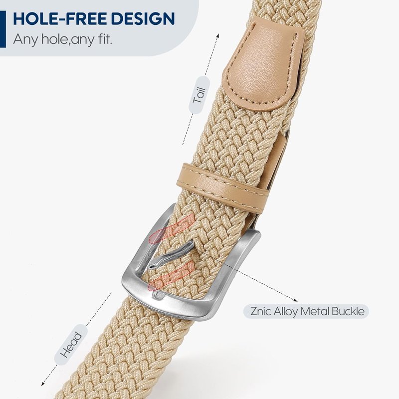 Men's Stretch Braided Belt - Elastic Casual Golf Belt for Jeans | 1 3/8" Width