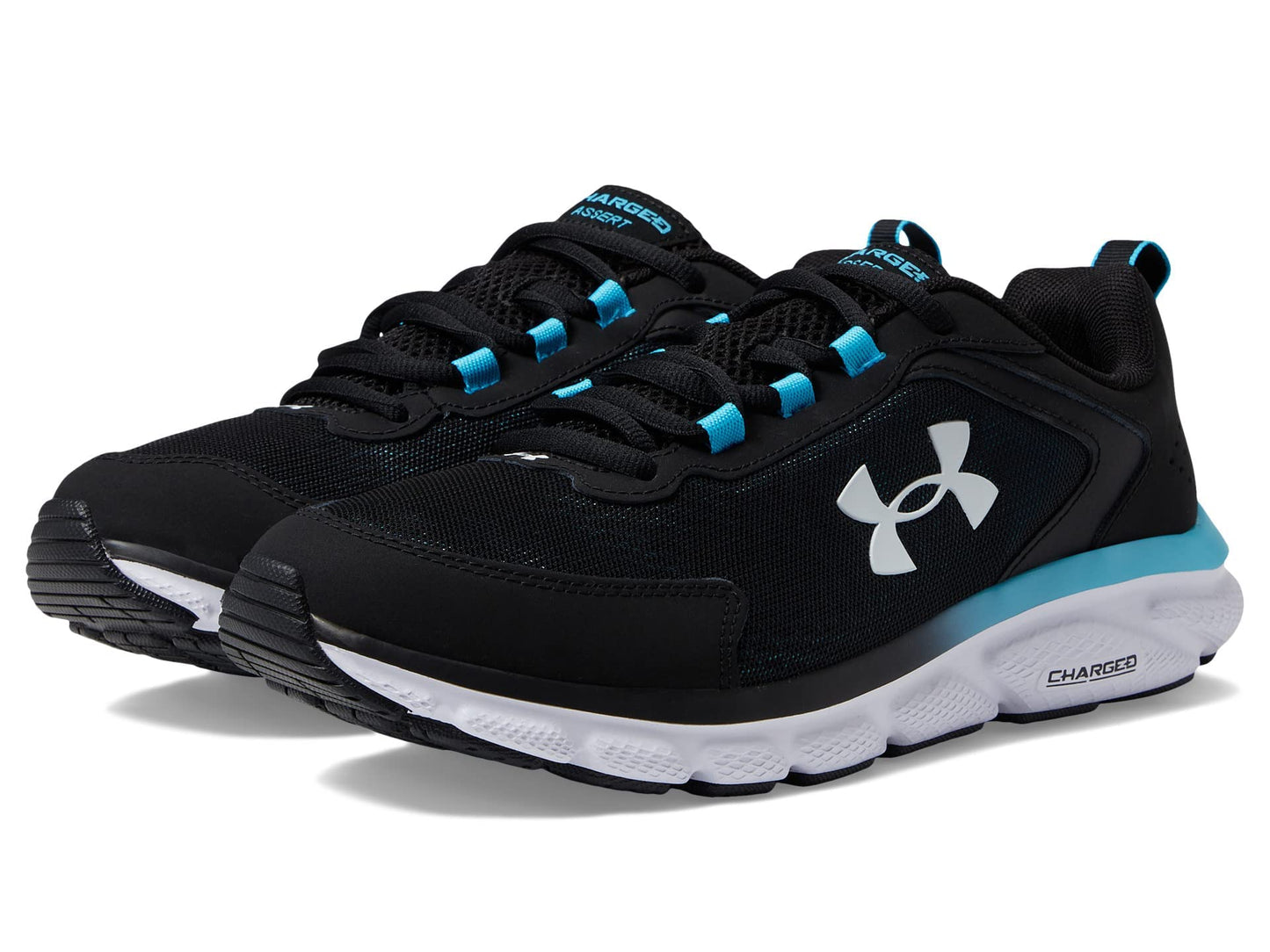 Under Armour Men's Charged Assert 9, (009) Black/Blue Surf/White, 15, US