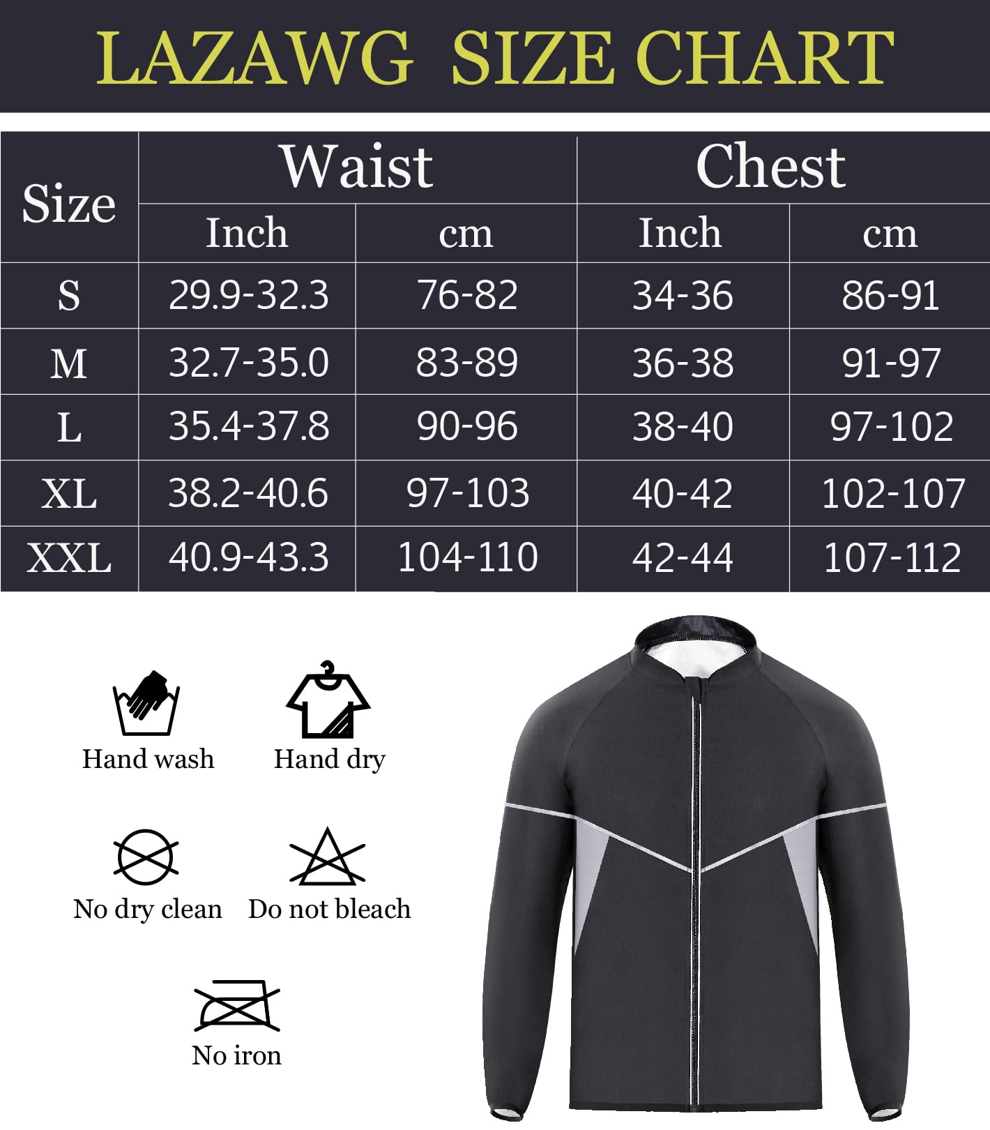 LAZAWG Sauna Suit for Men Sweat Sauna Jacket Long Sleeve Workout Zipper Sweat Top Gym Fitness Sauna Shirt