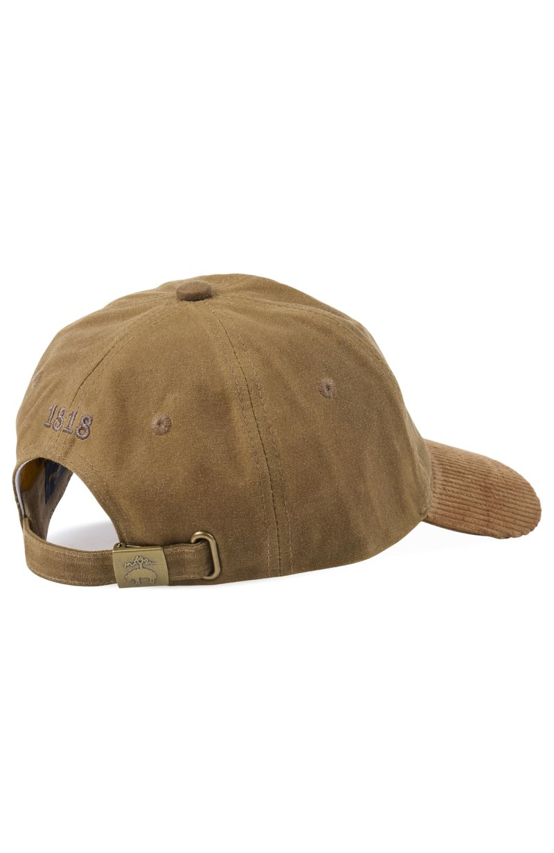 Brooks Brothers Men's 100% Cotton Baseball Hat with Corduroy Brim - Woven Logo One-Size Adjustable Hats, Navy Waxed Cotton