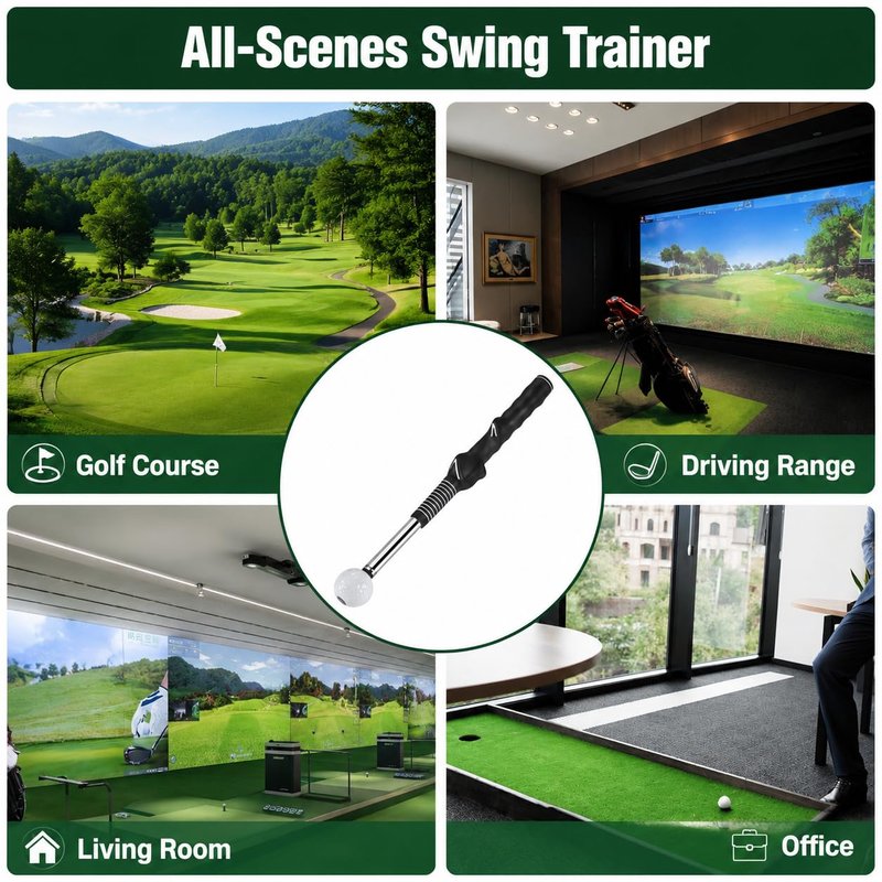 sysdmno Pop-Feedback Retractable Golf Swing Trainer – Click & Tempo Stick for Right-Handed Golfers, Grip Trainer, Arm Connection, Indoor/Outdoor Practice, Ideal Gift for Beginners