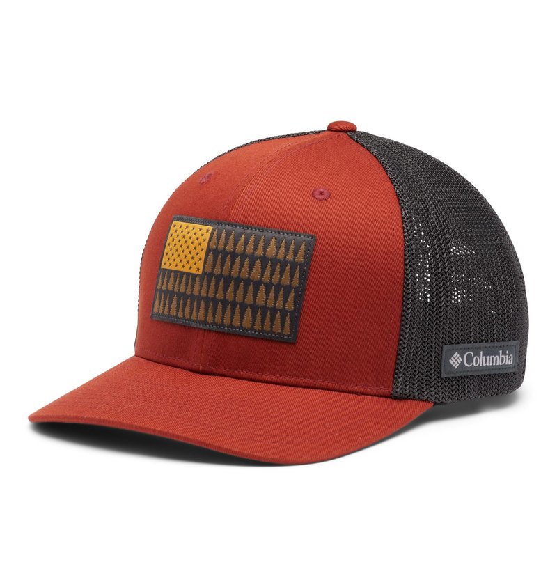 Columbia Unisex Tree Flag Mesh Ball Cap-High Crown, Warp Red/Shark, Large/X-Large