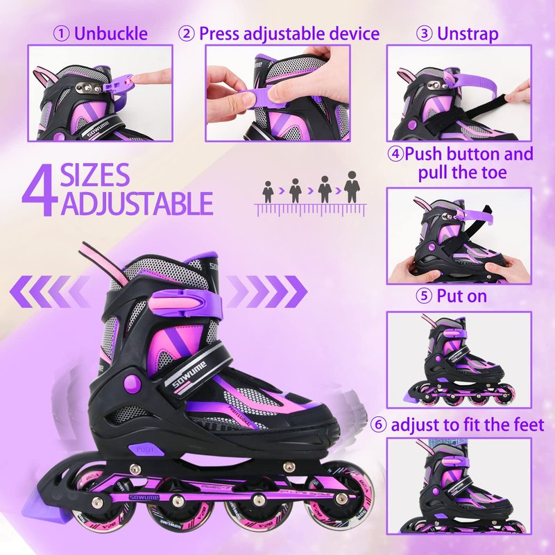 Sowume Adjustable Blades for Roller Girls Boys and Kids, Roller Skates for Blades Adult Women and Men, Female and Male, Inline Skates with All Light Up Wheels, Patines para Mujer and adultos Hombre