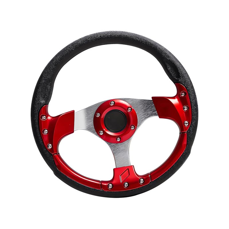 Golf Cart Steering Wheel,Universal Modified Golf Cart Skid Steering Wheel,for Club Car EZGO RXV and TXT, Yamaha, Precedent Tempo (Red)