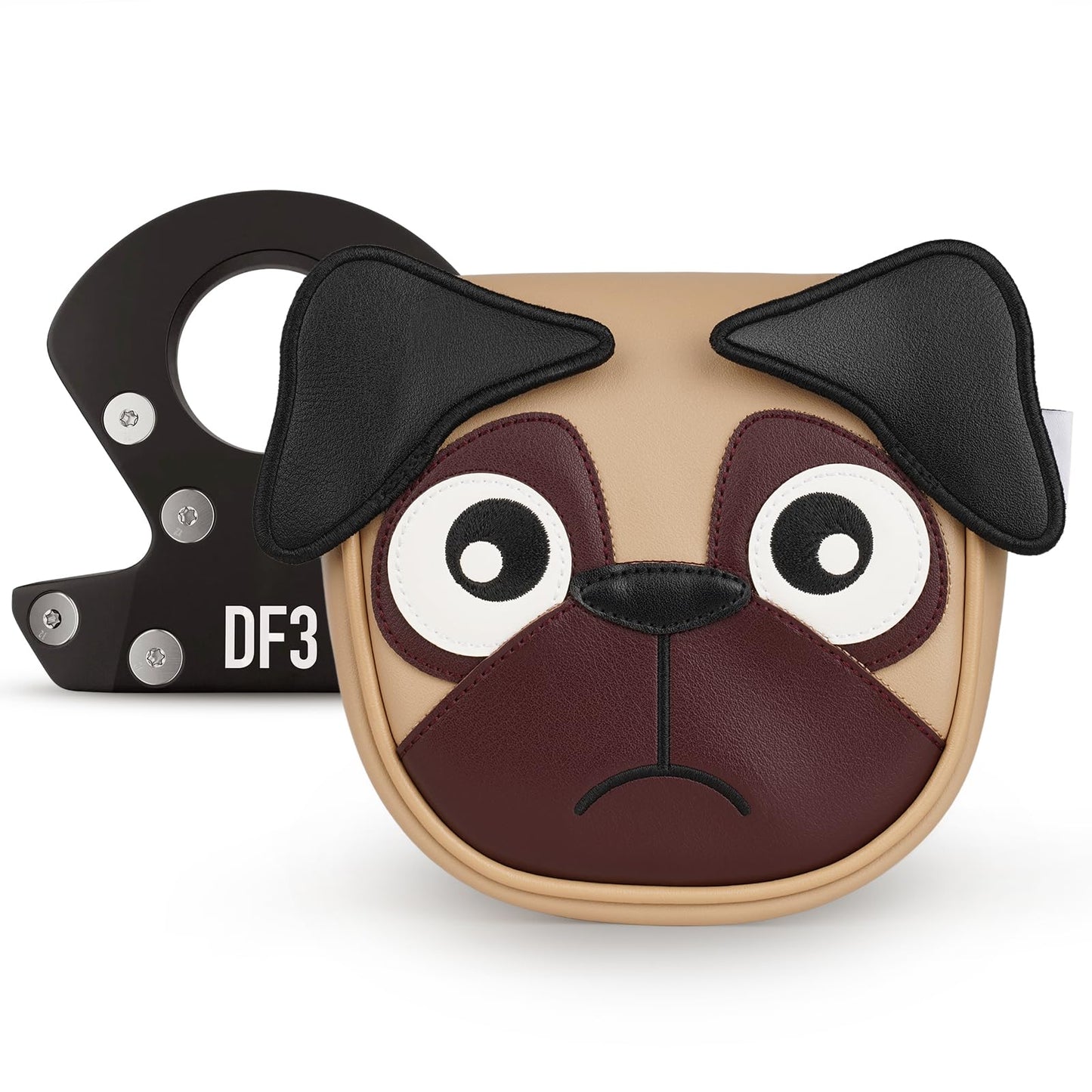 Big Crazy DF3 Putter Cover, Center Shaft Putter Cover with Strong Magnetic Closure, Waterproof Mallet Putter Cover, Funny Pug Dog Design, Golf Accessories for Man and Woman