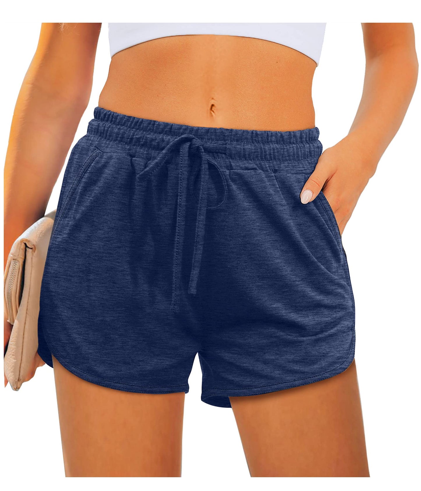 Aloodor Athletic Shorts for Women Running Banded Waist Athletic Shorts XL