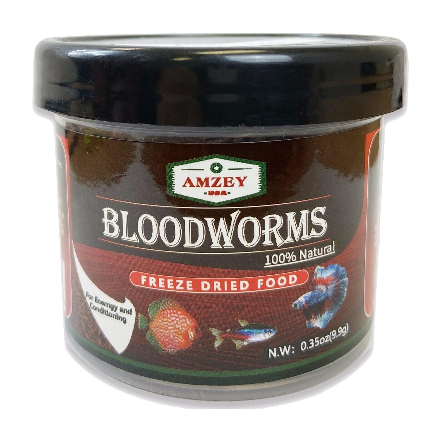 Amzey Blood Worms 0.35oz -100% Natural Freeze Dried Blood Worms - Aquarium Fish Food - High Protein Food for Betta Fish, Food for Goldfish, Cichlid, Guppy, Discus, Turtle