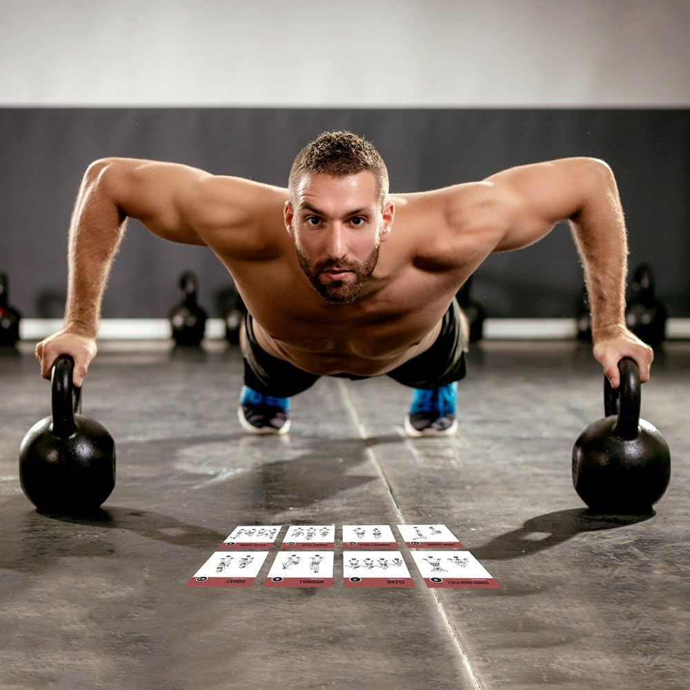 Kettlebell Workout Cards - Instructional Fitness Deck for Home & Gym | Beginner Training Guide for Men & Women
