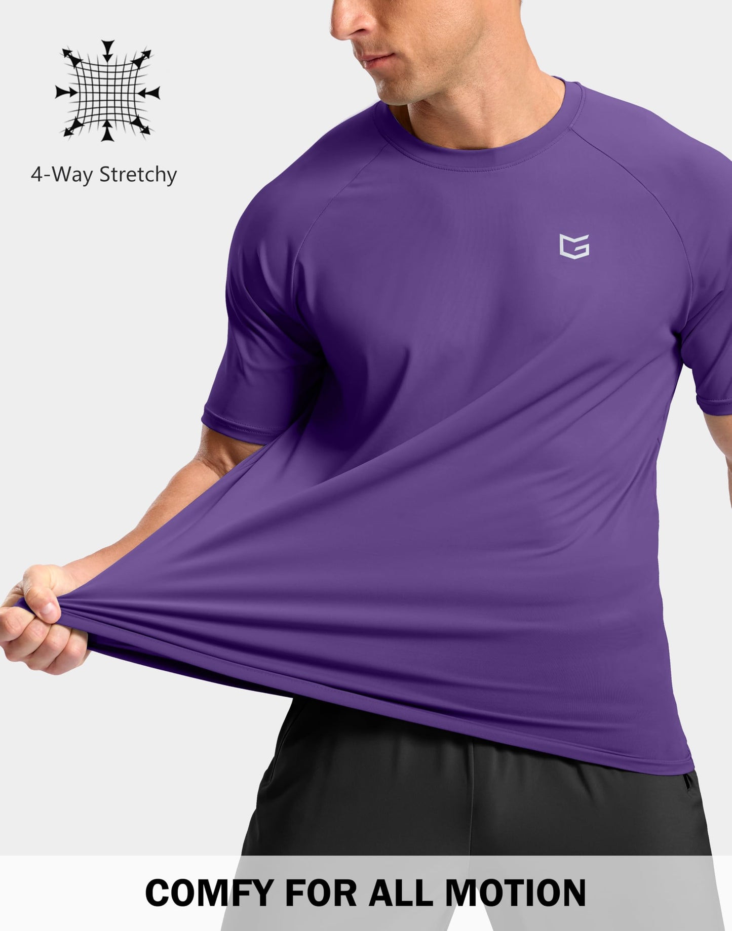 Men's Athletic Workout T-Shirts Moisture Wicking Cooling Running Shirts Short Sleeve Performance Tee for Gym Tennis(Purple,XXL)