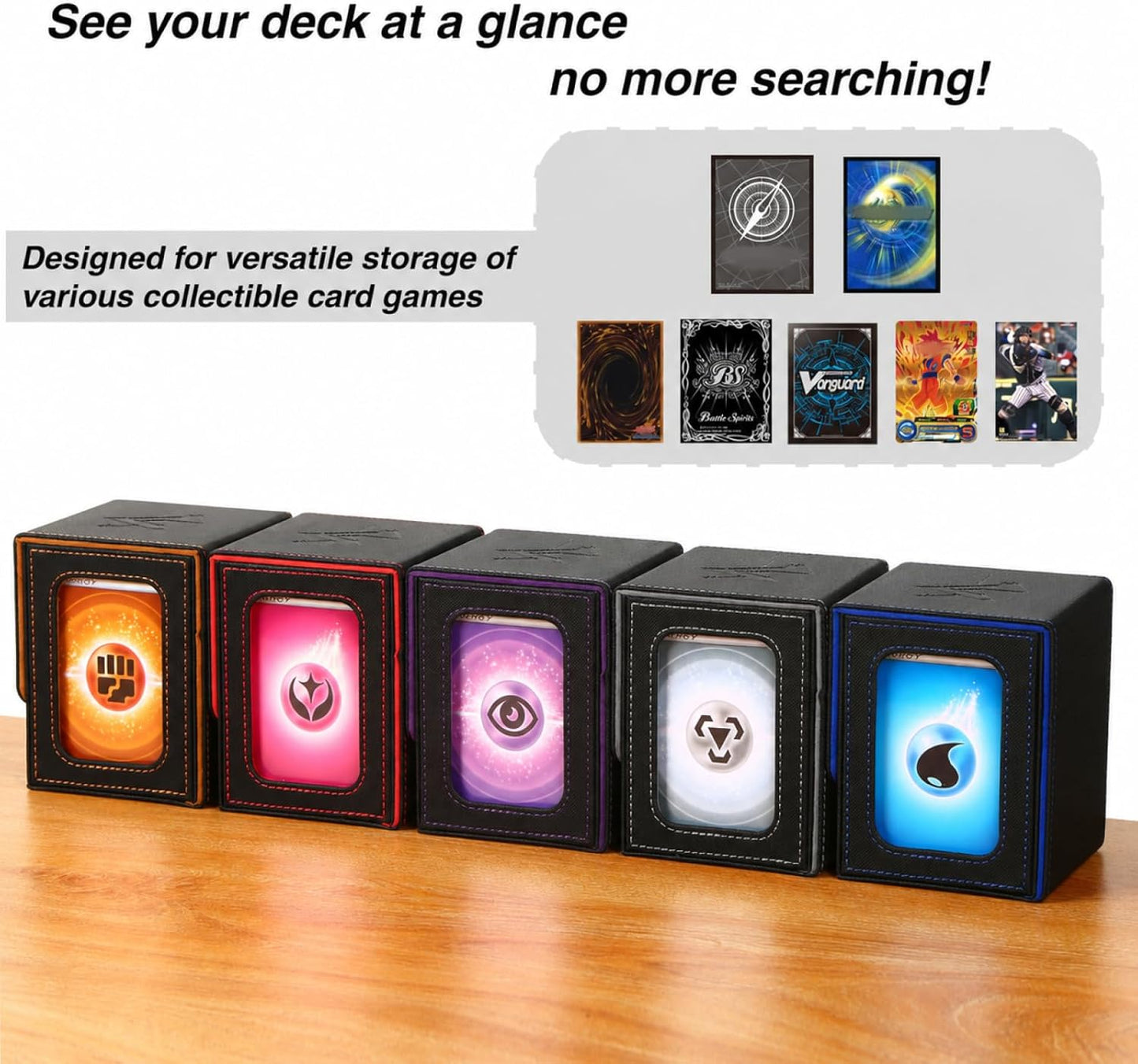 MTG Deck Box for Commander | Fits 100 Double-Sleeved Cards, Black & Purple with Dividers