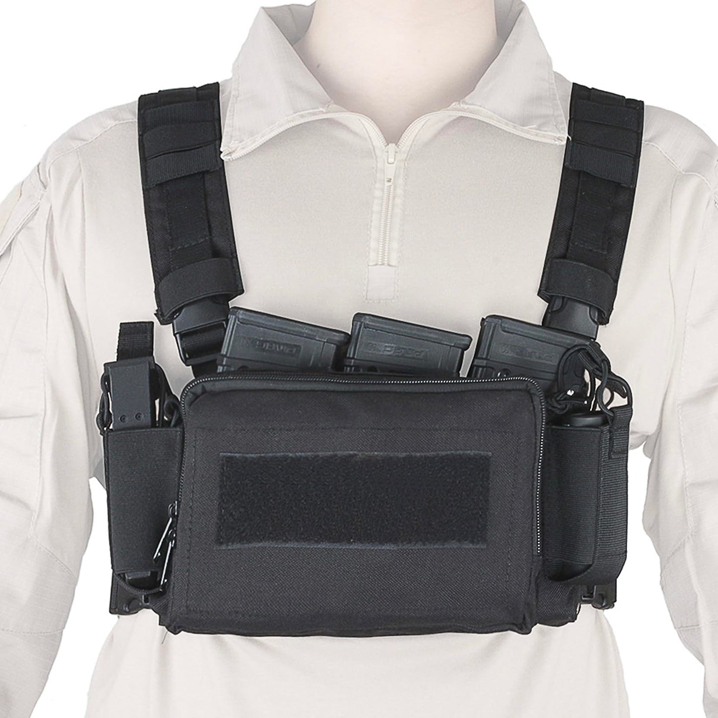 HRTACPAG Micro Chest Rig with Triple AK/AR Mag Pouch Tactical H-Harness Bag Airsoft Kit Khaki