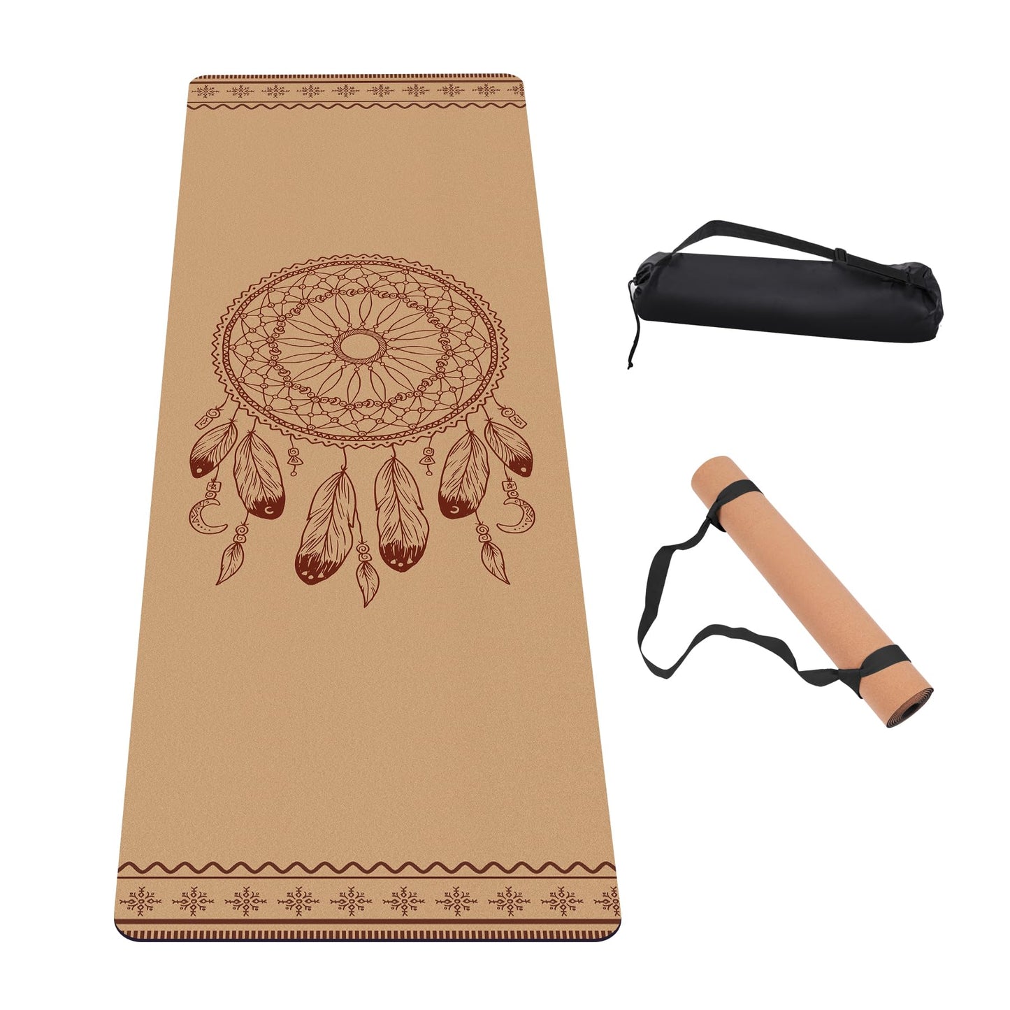 IKULE Premium Cork Yoga Mat Non Slip Thick Cork Exercise & Fitness Mat for Yoga, Pilates, & Home Workouts(72" x 24" x 5mm Thick)