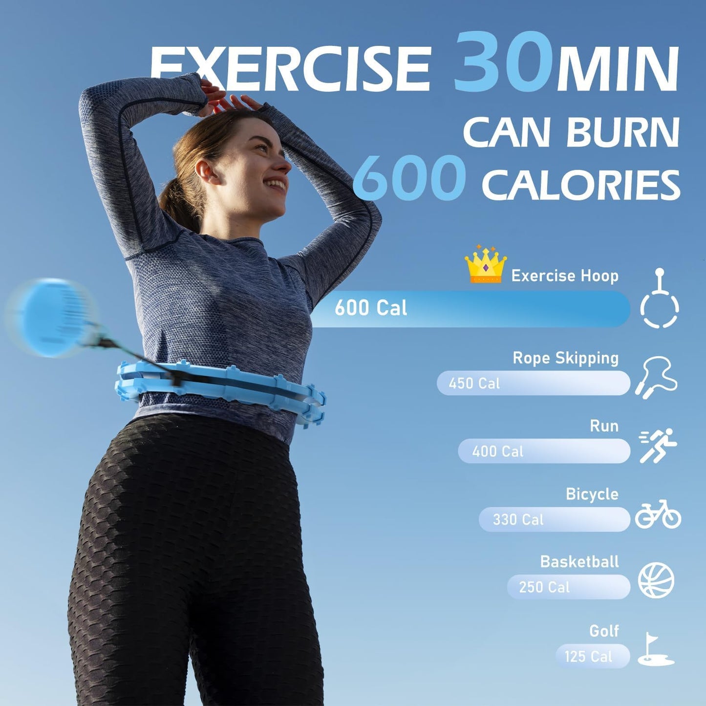 JLoibao Weighted Hula Circle with 24 Links for Adults Weight Loss, Infinity Fitness Hoop Plus Size, for Women Smart Exercise Equipment
