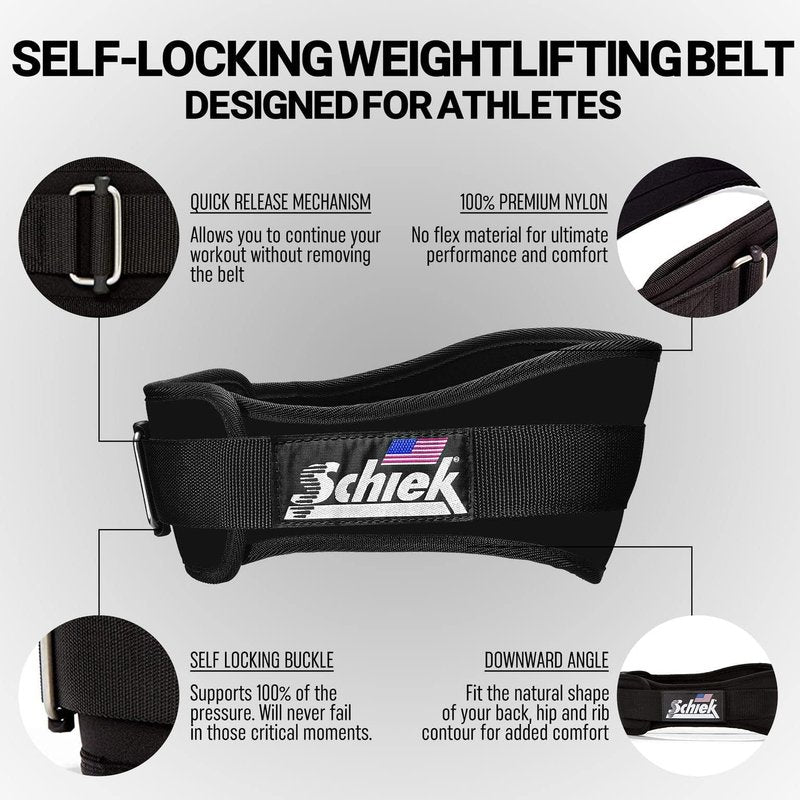 Schiek Sports Model 2004 Nylon 4 3/4" Weight Lifting Belt - Small - Black