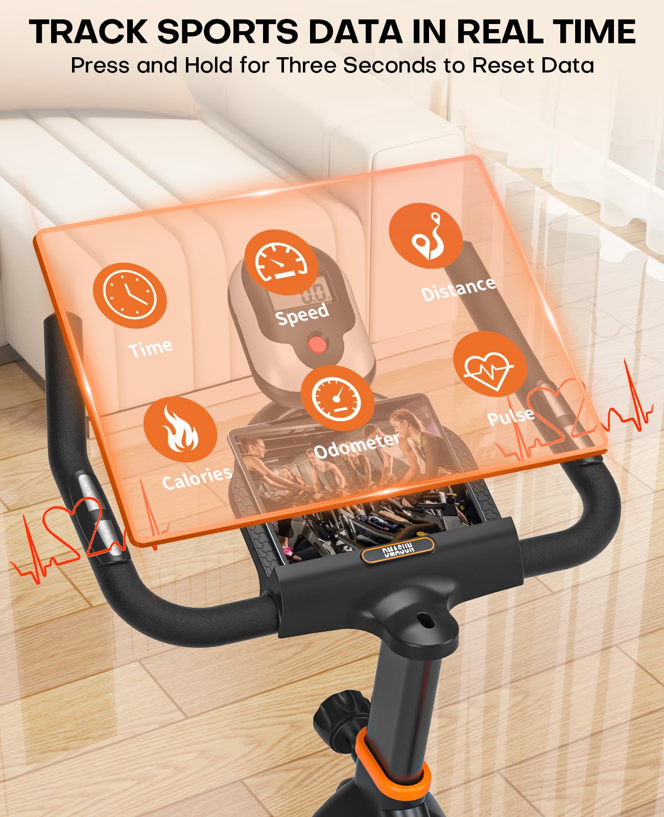 Exercise Bike, DMASUN Silent Magnetic Resistance Stationary Bike for Home with 330 LB Capacity, Workout Bike with Comfortable Seat Cushion, Digital Display with Pulse