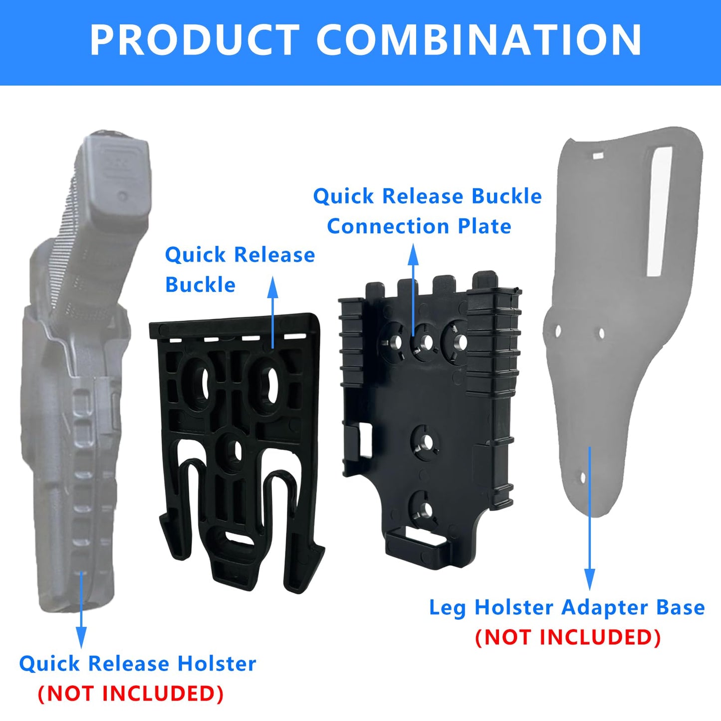 LAFENLIN Quick-Lock System 2-Pack for Tactical Holsters [Secure & Fast Swap] - A Few Seconds Detach Mount for Police, Security & Range Shooters, Fits Duty Belts & Thigh Rigs (Black)