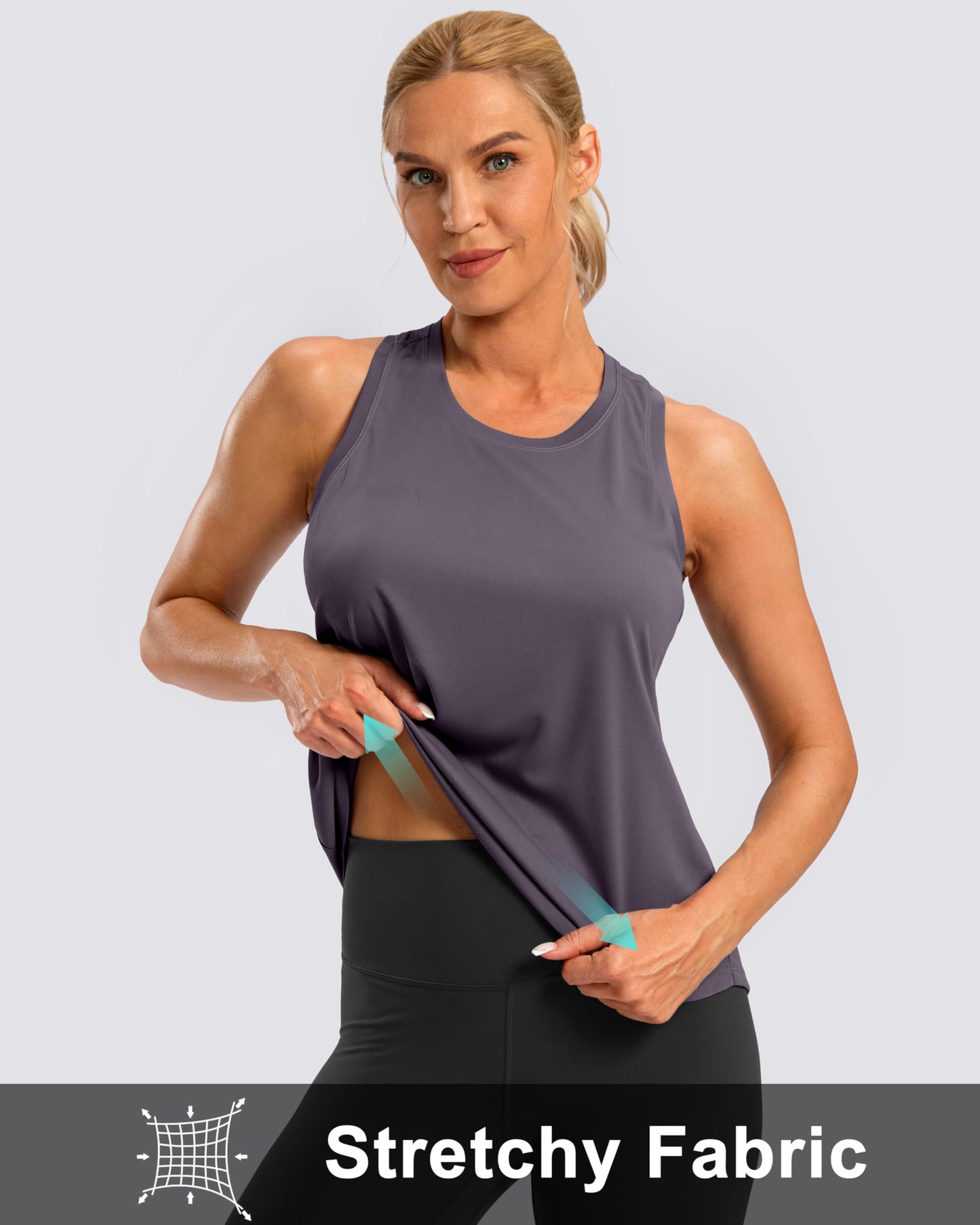 G Gradual Women's Workout Tank Tops Racerback Athletic Yoga Tops Loose Fit Sleeveless Running Gym Sports Shirts for Women(Purple Grey,XL)