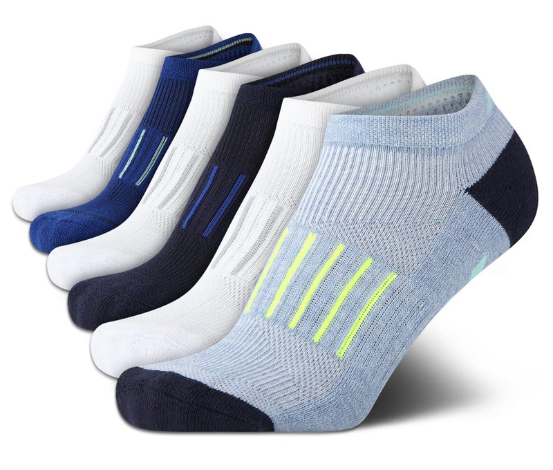 Avia Womens No Show Low Cut Running Socks (6 Pack), Size 4-9, Solid White