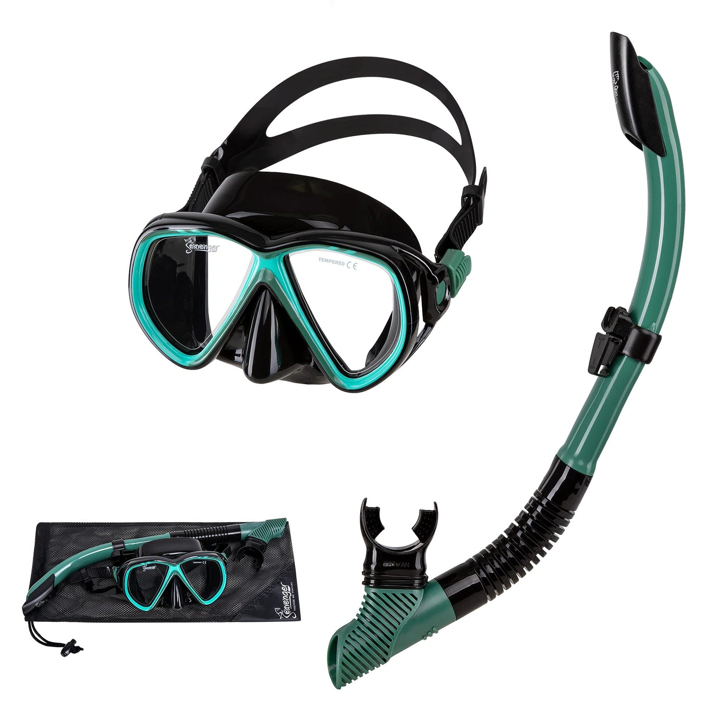 Seavenger Hanalei Snorkel and Anti-Fog Mask Set (Seafoam Green)