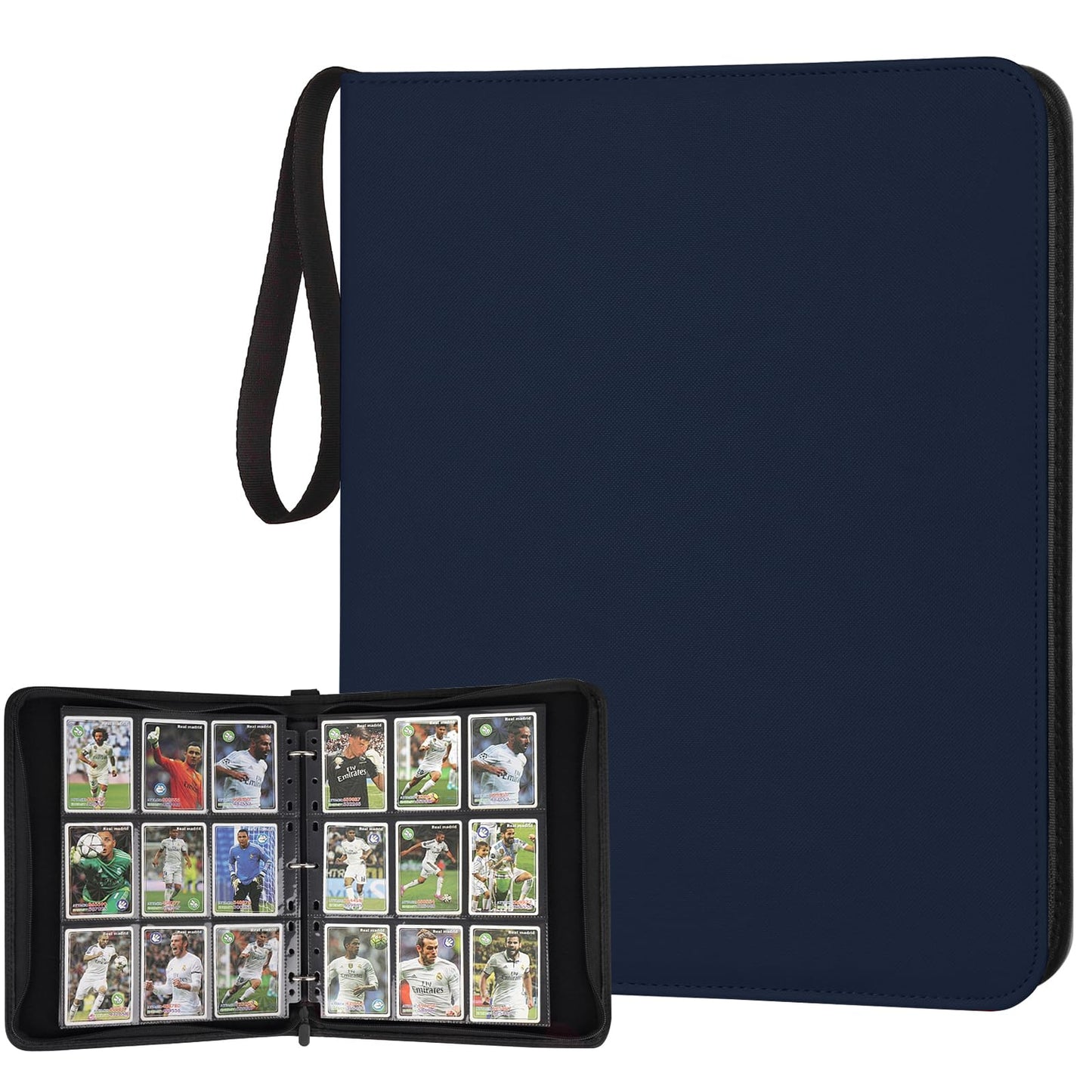 GERMUN 3 Ring 9 Pocket Zipper Card Binder, 720 Double Sided Standard PU Trading Card Album Folder for TCG & Sports Cards, Not Fit Top Loaders (DARK BLUE)