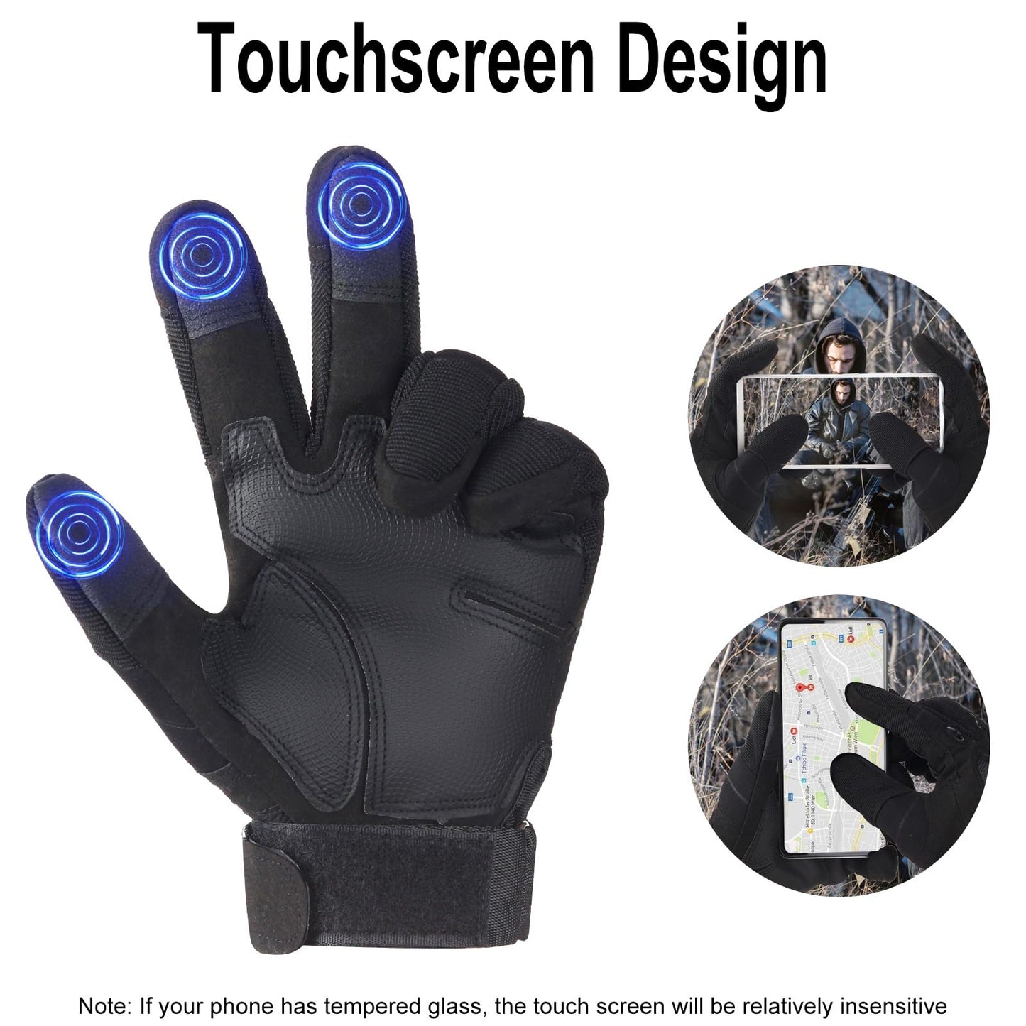 VPZenar Sport Gloves for Men, Black Full Finger Gloves Gloves