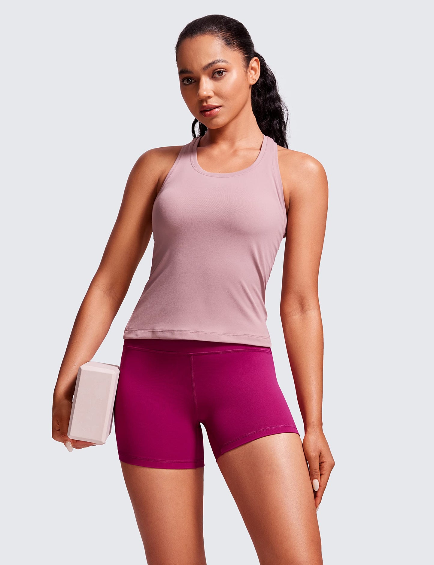 CRZ YOGA Butterluxe Biker Shorts 4'' - High Waisted Booty Workout Volleyball Yoga Womens Spandex Magenta Purple XX-Small