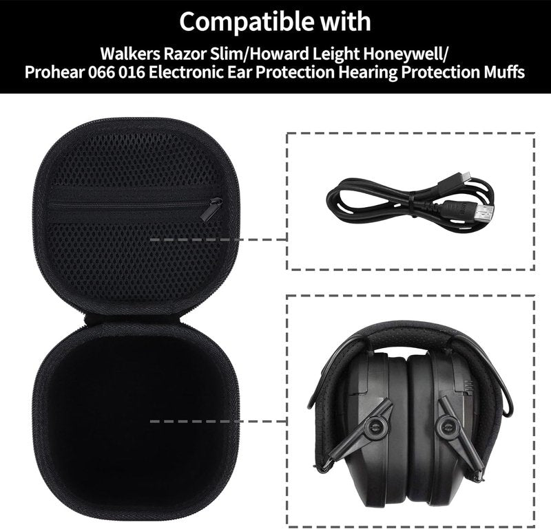 Walker’s Razor Slim Hearing Protection Earmuff Storage Case - Durable & Compact Design